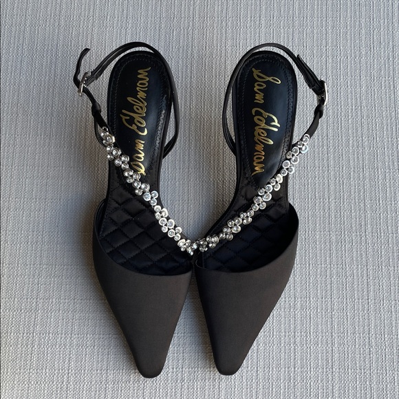 Sam Edelman Bonnie Slingback Pointed Toe Pump (Women) - BLACK, Size 7.5M